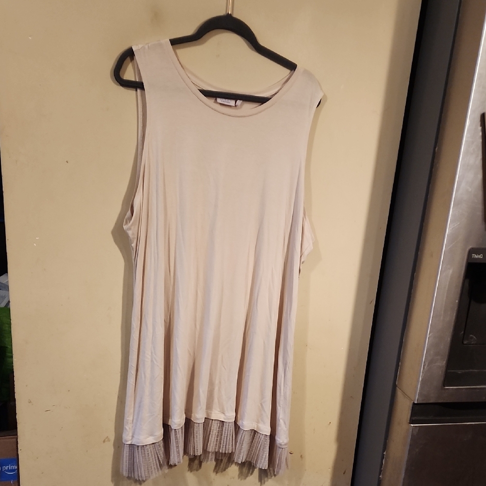 Sleeveless Beige and Gray Women's Dress 3X